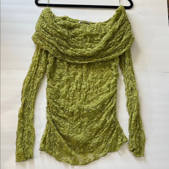 Zara Moss Colored Lace Off-Shoulder Top. Viral Trending! Like New. Size Large - Picture 2 of 12